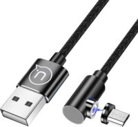Usams SJ446USB01 90°-os Micro USB mágneses töltőkábel 1m - Fekete