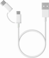 Xiaomi Mi 2in1 USB apa - MicroUSB / USB-C apa Összekötőkábel 30cm - Fehér