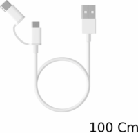 Xiaomi Mi 2in1 USB apa - MicroUSB / USB-C apa Töltőkábel 100cm - Fehér