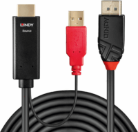 Lindy HDMI v1.4 - DisplayPort v1.2 Aktív adapterkábel 5m Fekete/Piros