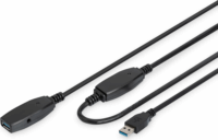 Digitus USB 3.0 Aktív hosszabbító kábel 20m - Fekete