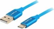 Lanberg Premium USB-C apa - USB 2.0-A apa Adat- és töltőkábel 1m - Kék