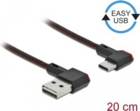 Delock EASY-USB 2.0 A apa ívelt - USB-C apa ívelt Összekötő kábel 0.2m - Fekete