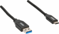 Schwaiger USB 3.0-A apa - USB 3.1-C apa Adat- és töltőkábel 1m - Fekete