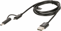 Schwaiger USB 2.0-A apa - MicroUSB/USB-C apa Adat- és töltőkábel 1m - Fekete
