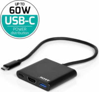 Port Designs 900140 USB-C mini dokkoló USB-C/HDMI/USB Fekete
