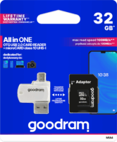 GoodRam M1A4 USB 2.0 Külső kártyaolvasó + 32GB Memóriakártya microSDHC + Adapter