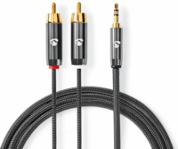 Nedis JACK - RCA Sztereó audiokábel 1.0m (3.5mm jack apa - 2xRCA apa)