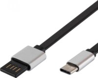 Somogyi USBF C2 USB-C töltőkábel 2m - Fekete/Ezüst