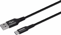 Philips USB-A apa - USB-C apa Adat- és töltőkábel 2m - Fekete