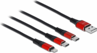 DeLOCK USB 2.0 - Apple Lightning/2xUSB-C kábel 1m - Fekete/Piros