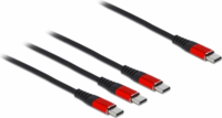 DeLOCK USB-C - 3xUSB-C kábel 0.3m - Fekete/Piros