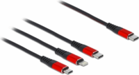 DeLOCK USB 2.0 Type-C - Apple Lightning/Micro USB-B/USB-C kábel 1m - Fekete/Piros