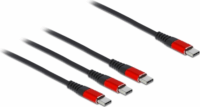 DeLOCK USB-C - 3xUSB-C kábel 1m - Fekete/Piros