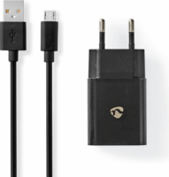 Nedis Hálózati USB töltő 10.5W + USB - MicroUSB töltőkábel 1m - Fekete