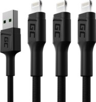 Green Cell GC Ray USB-A apa - Lightning apa iPhone töltőkábel 2m - Fekete (3 db)