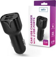 Setty Autós 2xUSB töltő (5V / 2.4A) Fekete