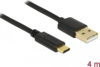 Delock USB 2.0-A apa - USB-C apa Összekötő kábel 4m - Fekete