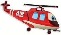 Flexmetal: Mentőhelikopter pálcára tehető fólia lufi - Piros