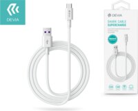Devia Shark Supercharge USB-A apa - USB-C apa Töltő- és adatkábel 1.5m - Fehér