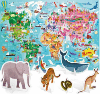 Headu Óriás világkörüli út - 108 darabos puzzle állatfigurákkal