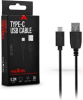 Maxlife TF-0066 USB-C Adat és töltőkábel 0,2m - Fekete