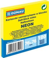 Donau Neon 76 x 76 mm öntapadó jegyzettömb - Sárga (100 lap / tömb)
