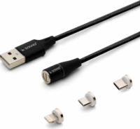 Savio USB 2.0 A - USB C/Micro USB/Lightning kábel 2m - Fekete