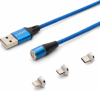Savio USB 2.0 A - USB C/Micro USB/Lightning kábel 1m - Kék