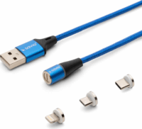 Savio USB 2.0 A - USB C/Micro USB/Lightning iPhone töltőkábel 1m - Kék