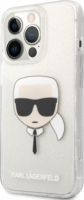 Karl Lagerfeld Head Full Glitter Apple iPhone 13 Pro Szilikon Tok - Ezüst/Mintás