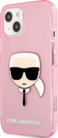Karl Lagerfeld Head Full Glitter Apple iPhone 13 mini Szilikon Tok - Rószaszín/Mintás