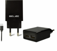 Beline 0010 Hálózati 2xUSB-A töltő (5V / 2A) + 1m USB-C töltőkábel