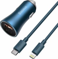 Baseus Golden Contactor Pro USB + USB-C Autós töltő (40W) - Kék