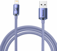 Baseus Crystal Shine Series Fast Charging Data Cable USB-A apa 2.0 - Lightning apa iPhone töltőkábel - Lila (2m)