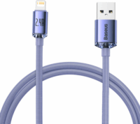 Baseus Crystal Shine Series Fast Charging Data Cable USB-A apa 2.0 - Lightning apa Adat és töltőkábel - Lila (1.2m)