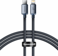 Baseus Crystal Shine Series Fast Charging Data Cable USB-C apa 2.0 - Lightning apa Adat és töltőkábel - Fekete (1.2m)