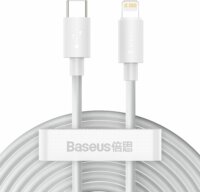 Baseus Simple Wisdom USB-C apa 2.0 - Lightning apa Adat és töltőkábel - Fehér (1.5m) (2db)