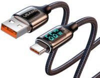 USAMS SJ544USB01 USB-A apa - USB-C apa 2.0 Adat és töltőkábel - Fekete (1.2m)