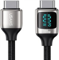 USAMS SJ546USB01 USB-C apa - USB-C apa 2.0 Adat és töltőkábel - Fekete (1.2m)