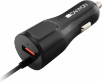 Canyon C-033 Autós USB-A + Lightning töltő - Fekete (5V / 2.4A)