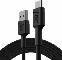 Green Cell GC PowerStream USB-A apa - USB-C apa 2.0 Adat és töltőkábel - Fekete (2m)