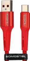 Somostel 025697 USB-A apa - USB-C apa 2.0 Adat és töltőkábel - Piros (1m)