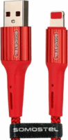 Somostel 025927 USB-A apa 2.0 - Lightning apa Adat és töltőkábel - Piros (1m)