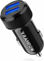 Rampow RBB01 Autós USB-A töltő - Fekete (24W)