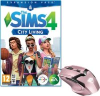 The Sims 4: City Living (PC) + Trust GXT 101P Gav USB Gaming Egér - Rózsaszín