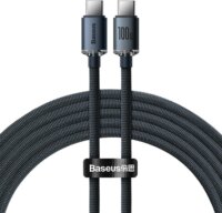 Baseus Crystal Shine Series USB-C apa - USB-C apa 2.0 Adat és töltőkábel - Fekete (2m)