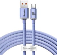 Baseus Crystal Shine Series USB-A apa - USB-C apa 2.0 Adat és töltőkábel - Lila (2m)