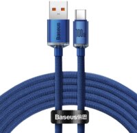 Baseus Crystal Shine Series USB-A apa - USB-C apa 2.0 Adat és töltőkábel - Kék (1.2m)