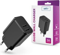 Setty TF-0144 Hálózati USB-A töltő - Fekete (5V/3A)